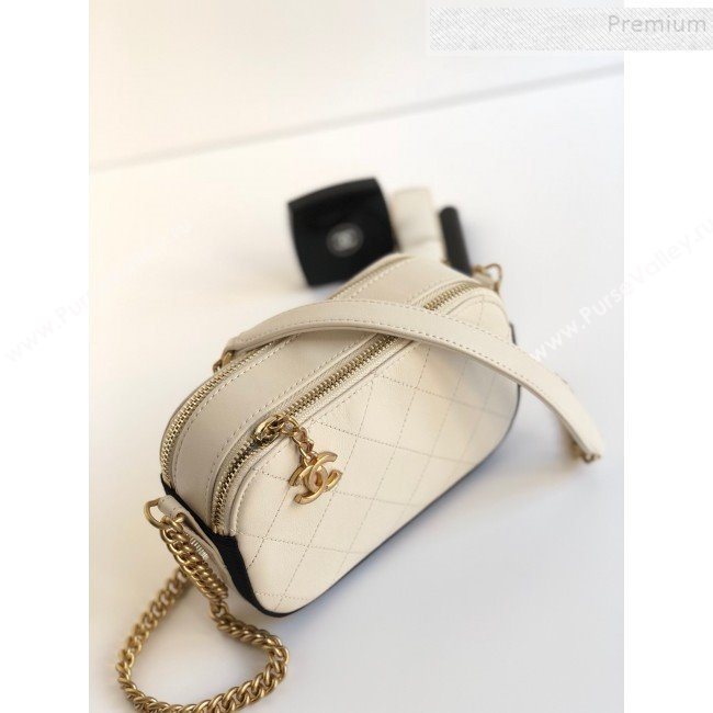 Chanel Quilted Calfskin Button Side Camera Case Bag A57574 White 2019 (YD-9090613)