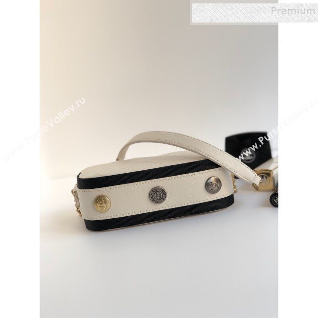 Chanel Quilted Calfskin Button Side Camera Case Bag A57574 White 2019 (YD-9090613)
