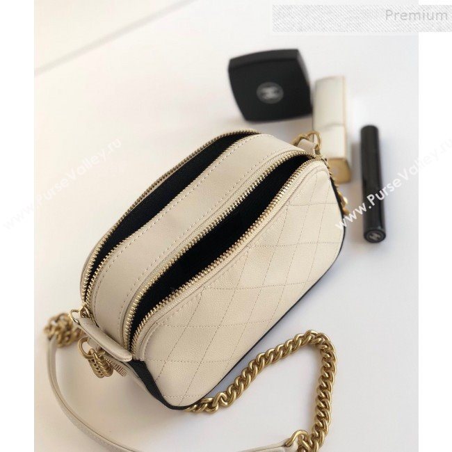 Chanel Quilted Calfskin Button Side Camera Case Bag A57574 White 2019 (YD-9090613)