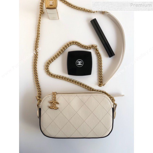 Chanel Quilted Calfskin Button Side Camera Case Bag A57574 White 2019 (YD-9090613)
