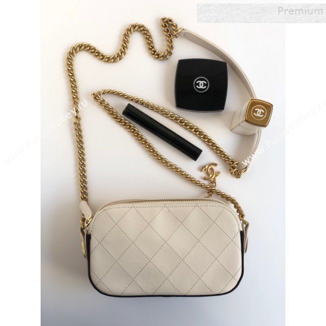 Chanel Quilted Calfskin Button Side Camera Case Bag A57574 White 2019 (YD-9090613)