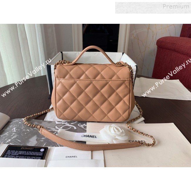 Chanel Quilted Grained Calfskin Mini Messenger Flap Top Handle Bag A93067 Caramel 2019 (BLWX-9090622)