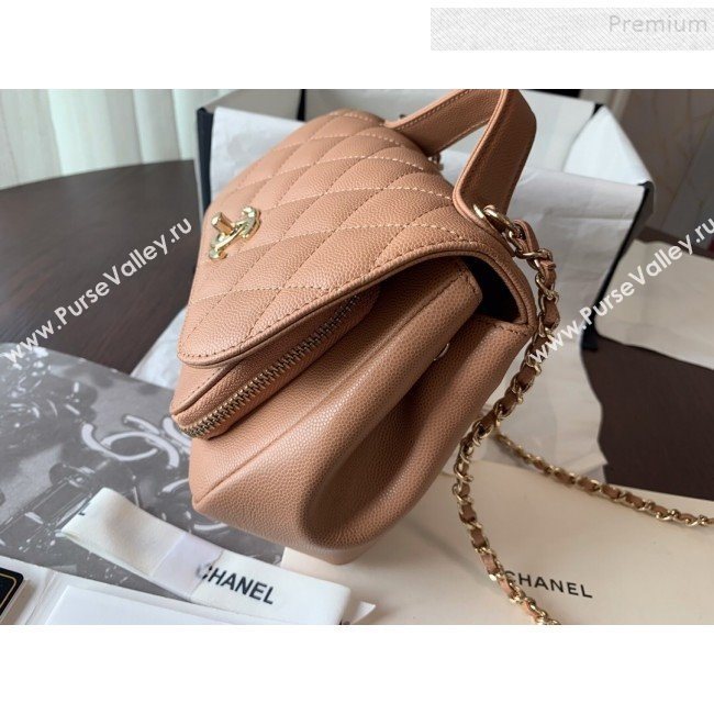 Chanel Quilted Grained Calfskin Mini Messenger Flap Top Handle Bag A93067 Caramel 2019 (BLWX-9090622)