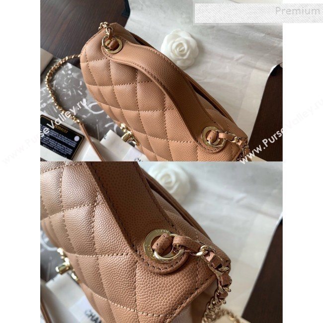 Chanel Quilted Grained Calfskin Mini Messenger Flap Top Handle Bag A93067 Caramel 2019 (BLWX-9090622)