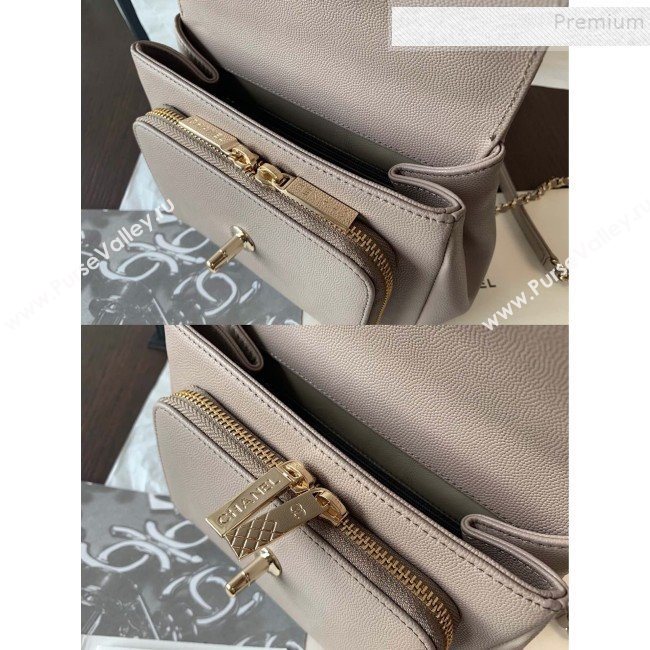 Chanel Quilted Grained Calfskin Mini Messenger Flap Top Handle Bag A93067 Grey 2019 (BLWX-9090623)