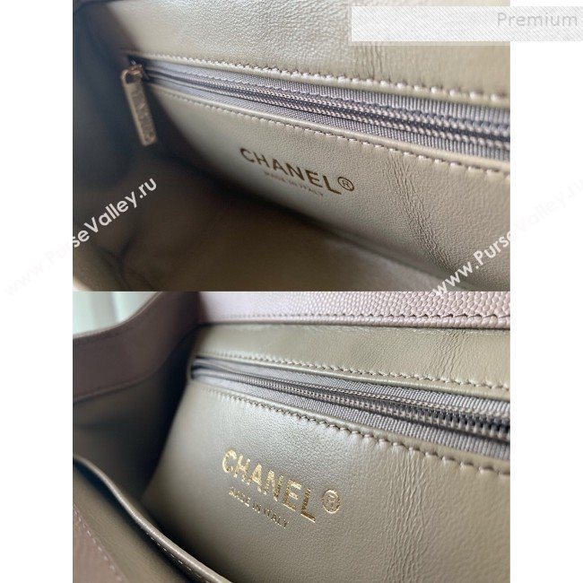 Chanel Quilted Grained Calfskin Mini Messenger Flap Top Handle Bag A93067 Grey 2019 (BLWX-9090623)