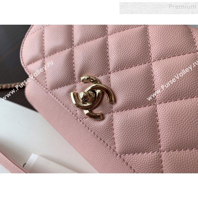 Chanel Quilted Grained Calfskin Mini Messenger Flap Top Handle Bag A93067 Pink 2019 (BLWX-9090625)