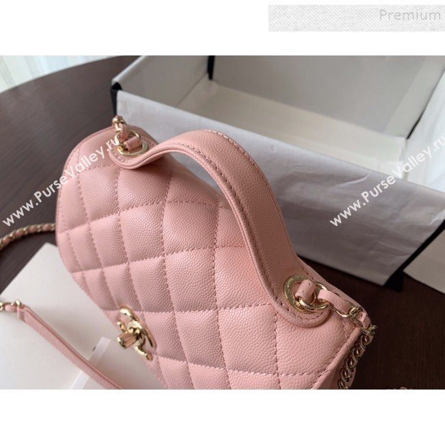 Chanel Quilted Grained Calfskin Mini Messenger Flap Top Handle Bag A93067 Pink 2019 (BLWX-9090625)
