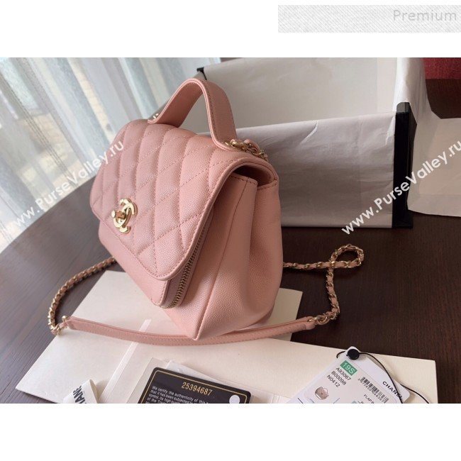 Chanel Quilted Grained Calfskin Mini Messenger Flap Top Handle Bag A93067 Pink 2019 (BLWX-9090625)
