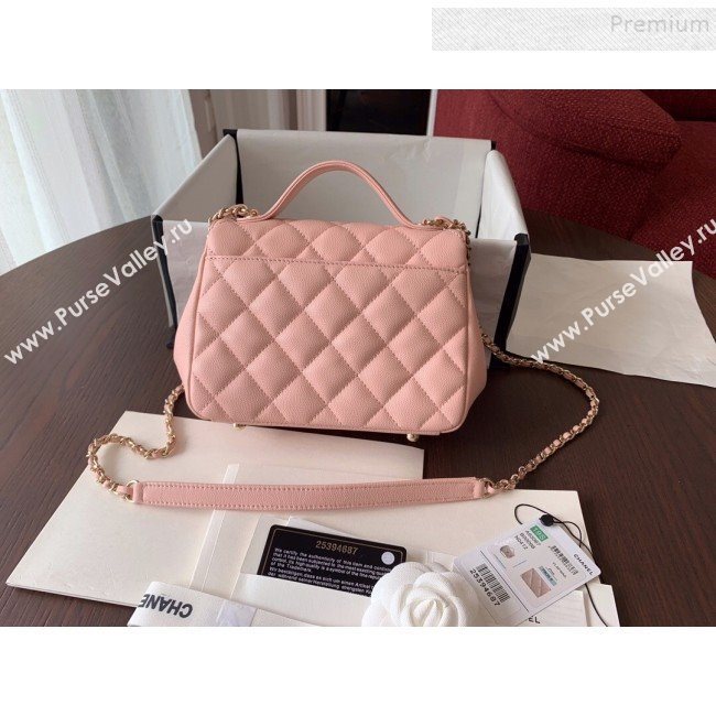 Chanel Quilted Grained Calfskin Mini Messenger Flap Top Handle Bag A93067 Pink 2019 (BLWX-9090625)