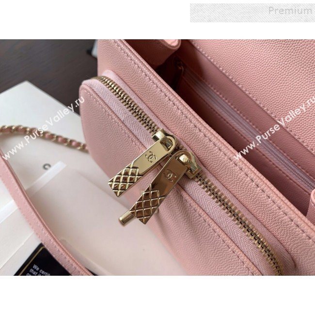 Chanel Quilted Grained Calfskin Mini Messenger Flap Top Handle Bag A93067 Pink 2019 (BLWX-9090625)
