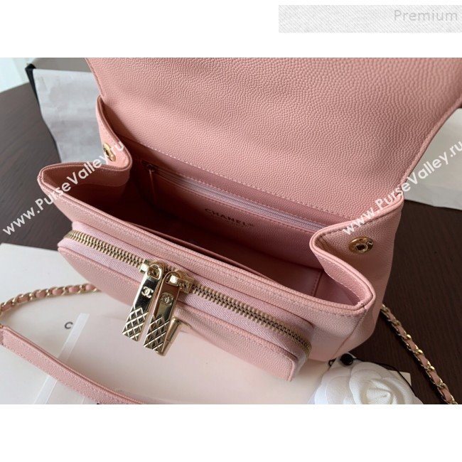 Chanel Quilted Grained Calfskin Mini Messenger Flap Top Handle Bag A93067 Pink 2019 (BLWX-9090625)