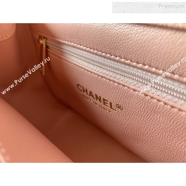 Chanel Quilted Grained Calfskin Mini Messenger Flap Top Handle Bag A93067 Pink 2019 (BLWX-9090625)