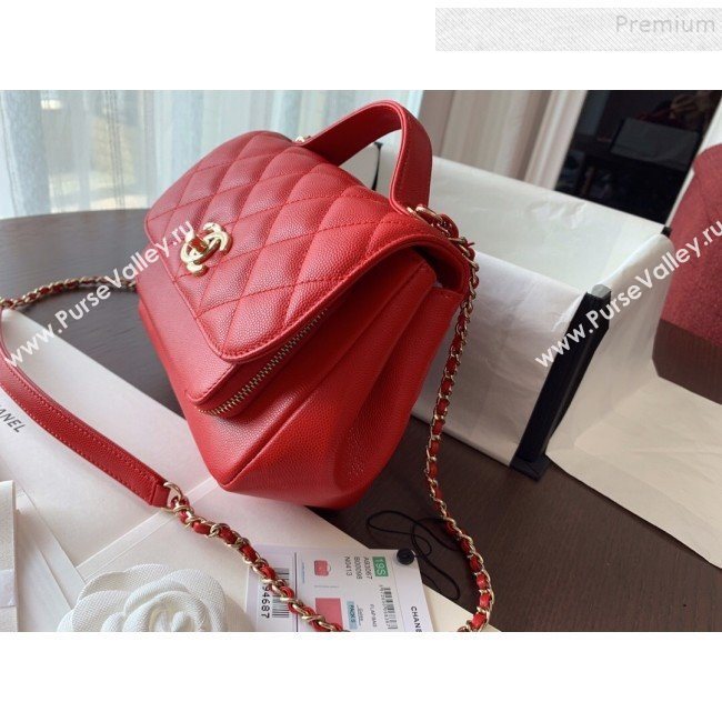 Chanel Quilted Grained Calfskin Mini Messenger Flap Top Handle Bag A93067 Red 2019 (BLWX-9090626)