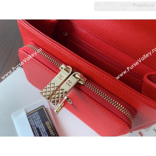 Chanel Quilted Grained Calfskin Mini Messenger Flap Top Handle Bag A93067 Red 2019 (BLWX-9090626)