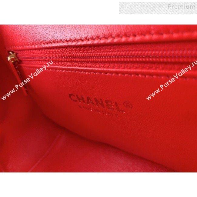 Chanel Quilted Grained Calfskin Mini Messenger Flap Top Handle Bag A93067 Red 2019 (BLWX-9090626)