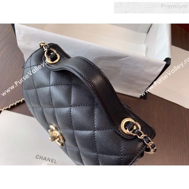 Chanel Quilted Grained Calfskin Mini Messenger Flap Top Handle Bag A93067 Black 2019 (BLWX-9090627)