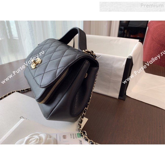 Chanel Quilted Grained Calfskin Mini Messenger Flap Top Handle Bag A93067 Black 2019 (BLWX-9090627)