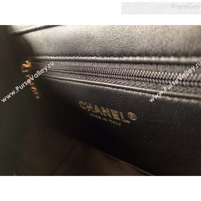 Chanel Quilted Grained Calfskin Mini Messenger Flap Top Handle Bag A93067 Black 2019 (BLWX-9090627)