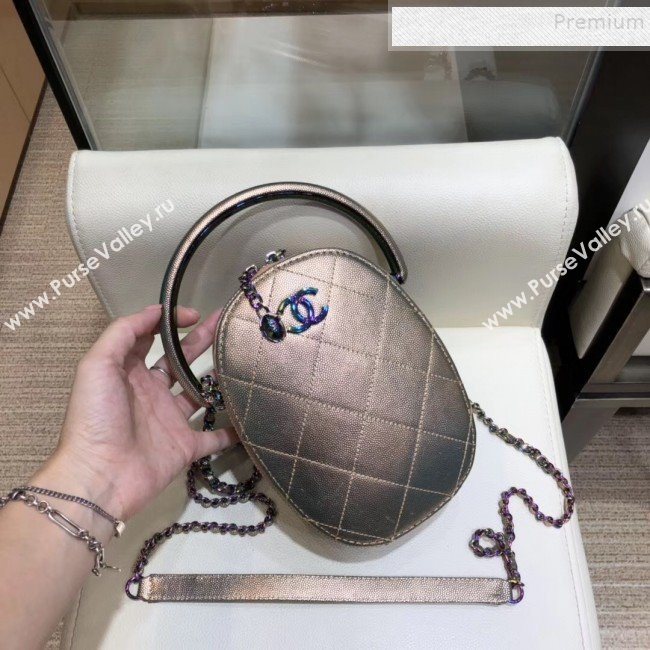 Chanel Grained Metallic Lambskin and Rainbow Metal Camera Case AS0765 Copper 2019 (SMJD-9090629)