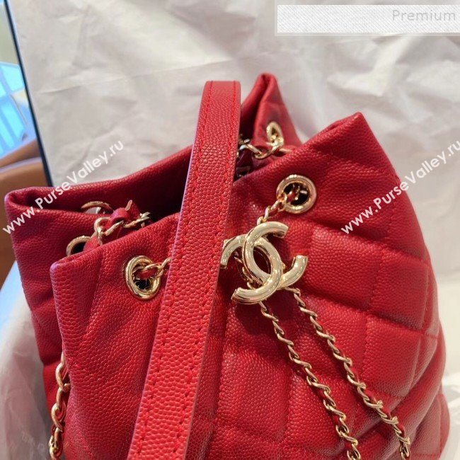 Chanel Quilted Grained Calfskin Small Drawing Bucket Bag AS0894 Red 2019 (SMJD-9090630)