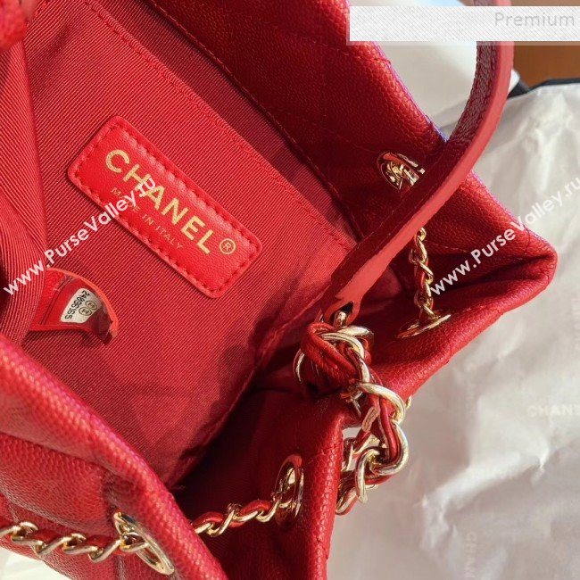 Chanel Quilted Grained Calfskin Small Drawing Bucket Bag AS0894 Red 2019 (SMJD-9090630)