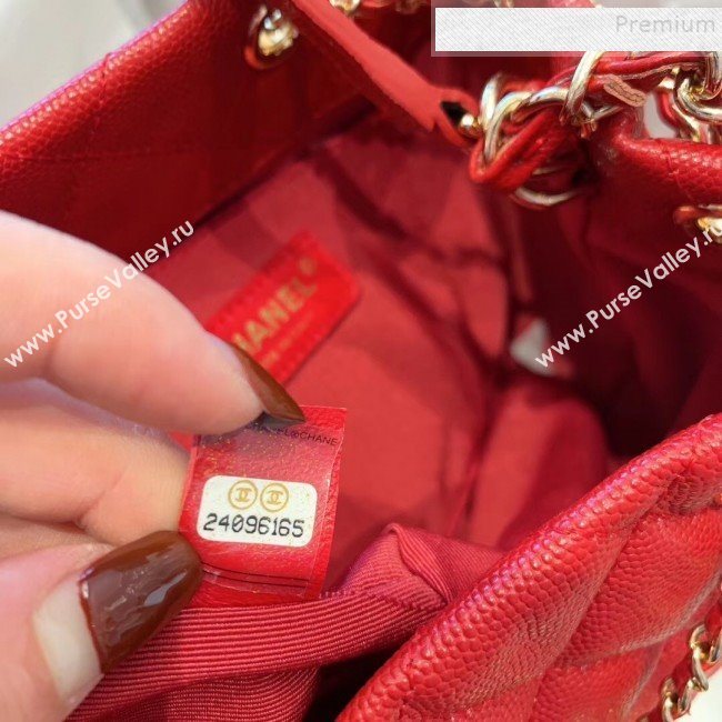 Chanel Quilted Grained Calfskin Small Drawing Bucket Bag AS0894 Red 2019 (SMJD-9090630)