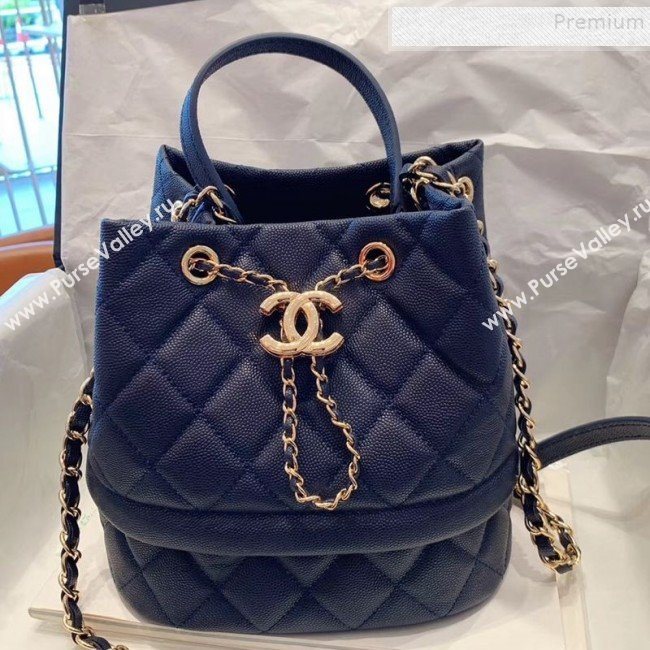 Chanel Quilted Grained Calfskin Small Drawing Bucket Bag AS0894 Blue 2019 (SMJD-9090631)