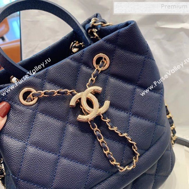 Chanel Quilted Grained Calfskin Small Drawing Bucket Bag AS0894 Blue 2019 (SMJD-9090631)