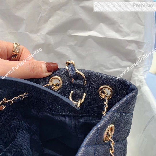 Chanel Quilted Grained Calfskin Small Drawing Bucket Bag AS0894 Blue 2019 (SMJD-9090631)