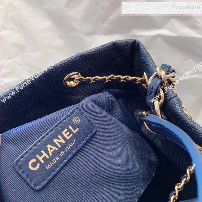 Chanel Quilted Grained Calfskin Small Drawing Bucket Bag AS0894 Blue 2019 (SMJD-9090631)