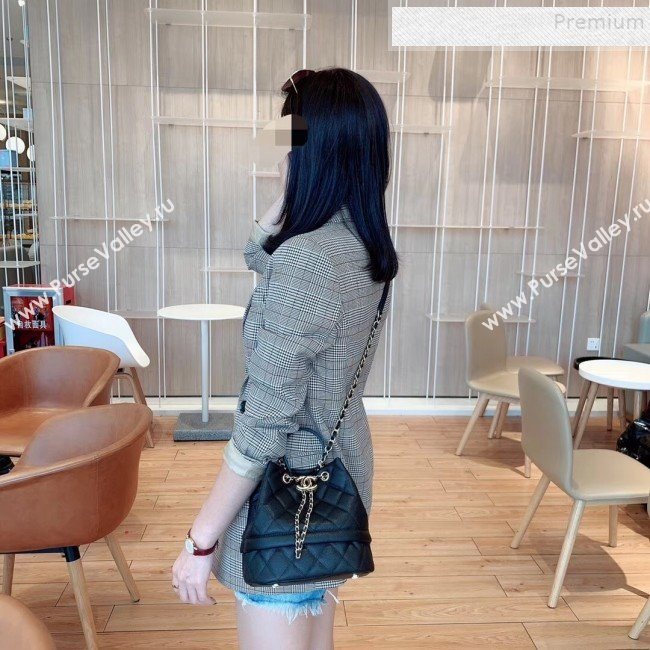 Chanel Quilted Grained Calfskin Small Drawing Bucket Bag AS0894 Black 2019 (SMJD-9090632)