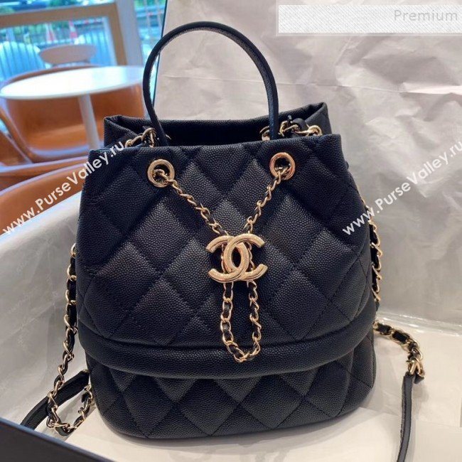 Chanel Quilted Grained Calfskin Small Drawing Bucket Bag AS0894 Black 2019 (SMJD-9090632)