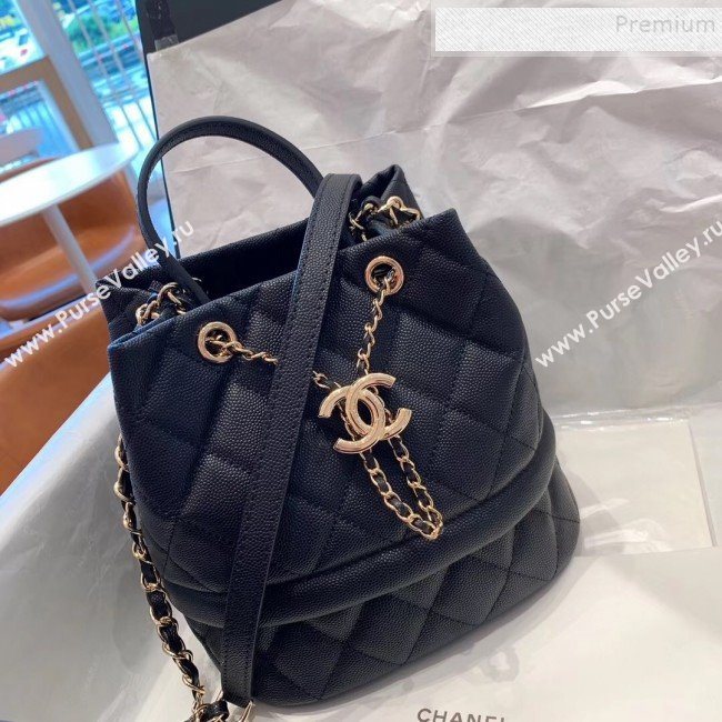 Chanel Quilted Grained Calfskin Small Drawing Bucket Bag AS0894 Black 2019 (SMJD-9090632)