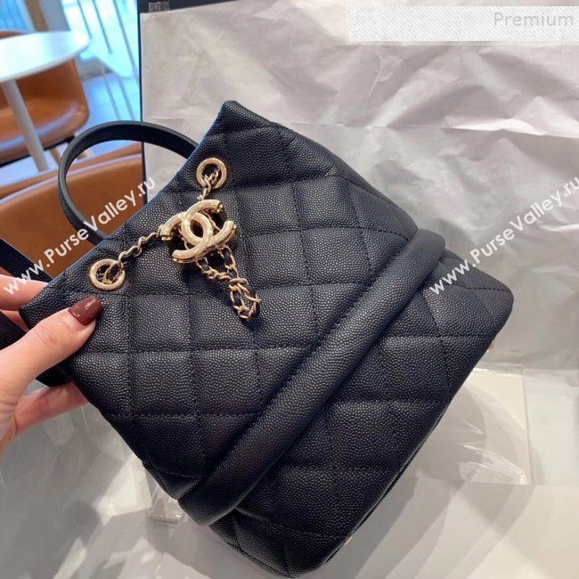 Chanel Quilted Grained Calfskin Small Drawing Bucket Bag AS0894 Black 2019 (SMJD-9090632)