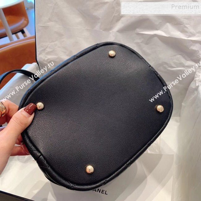 Chanel Quilted Grained Calfskin Small Drawing Bucket Bag AS0894 Black 2019 (SMJD-9090632)