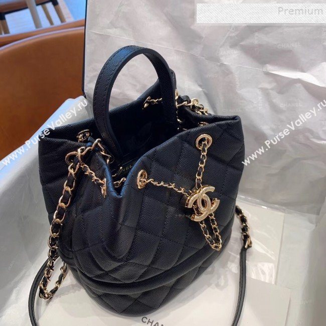 Chanel Quilted Grained Calfskin Small Drawing Bucket Bag AS0894 Black 2019 (SMJD-9090632)