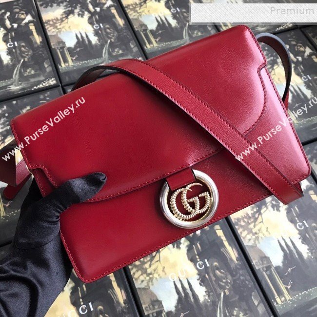Gucci Small Leather Circle GG Shoulder Bag 589474 Red 2019 (DLH-9090710)