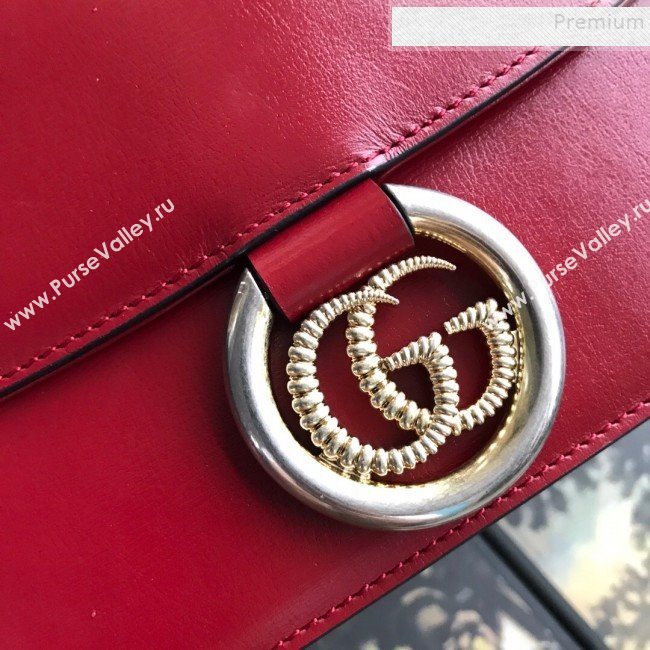 Gucci Small Leather Circle GG Shoulder Bag 589474 Red 2019 (DLH-9090710)