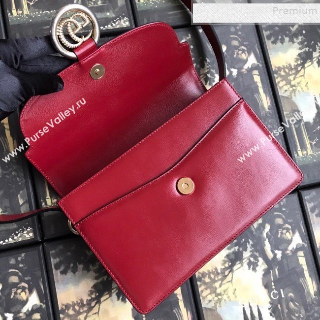 Gucci Small Leather Circle GG Shoulder Bag 589474 Red 2019 (DLH-9090710)