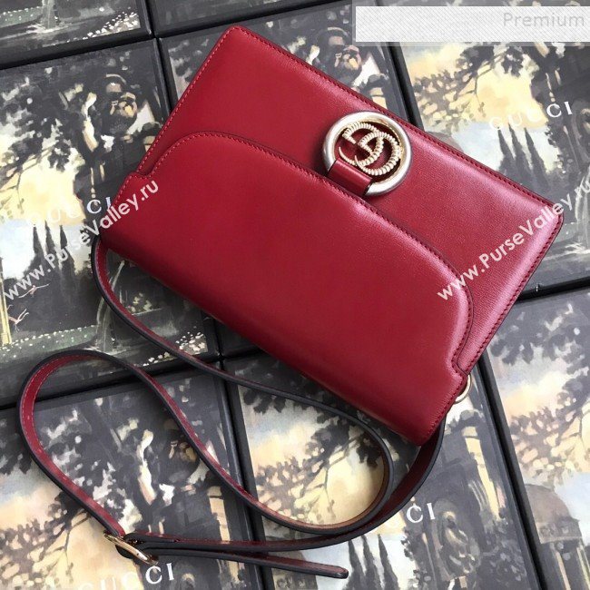 Gucci Small Leather Circle GG Shoulder Bag 589474 Red 2019 (DLH-9090710)