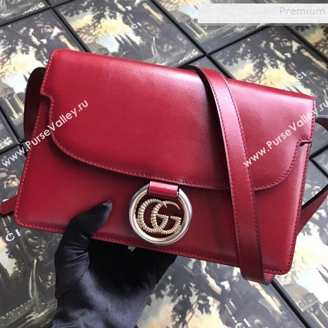 Gucci Small Leather Circle GG Shoulder Bag 589474 Red 2019 (DLH-9090710)