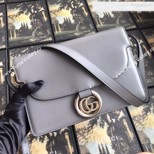 Gucci Small Leather Circle GG Shoulder Bag 589474 Grey 2019 (DLH-9090708)