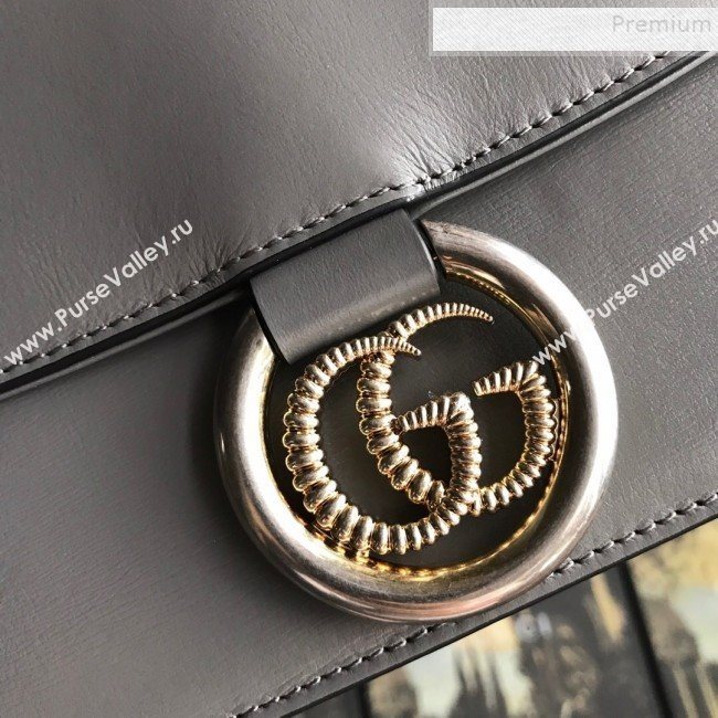 Gucci Small Leather Circle GG Shoulder Bag 589474 Grey 2019 (DLH-9090708)