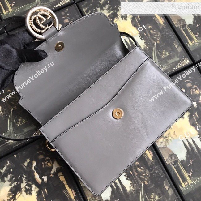 Gucci Small Leather Circle GG Shoulder Bag 589474 Grey 2019 (DLH-9090708)