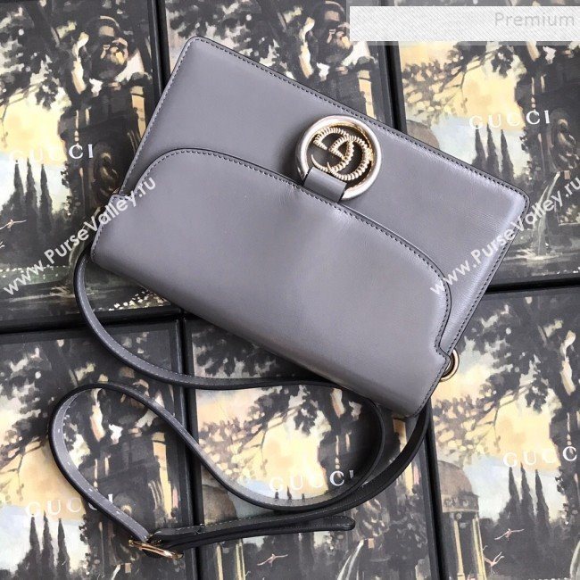 Gucci Small Leather Circle GG Shoulder Bag 589474 Grey 2019 (DLH-9090708)