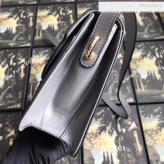 Gucci Small Leather Circle GG Shoulder Bag 589474 Grey 2019 (DLH-9090708)