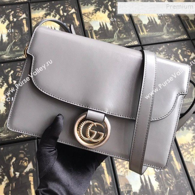 Gucci Small Leather Circle GG Shoulder Bag 589474 Grey 2019 (DLH-9090708)