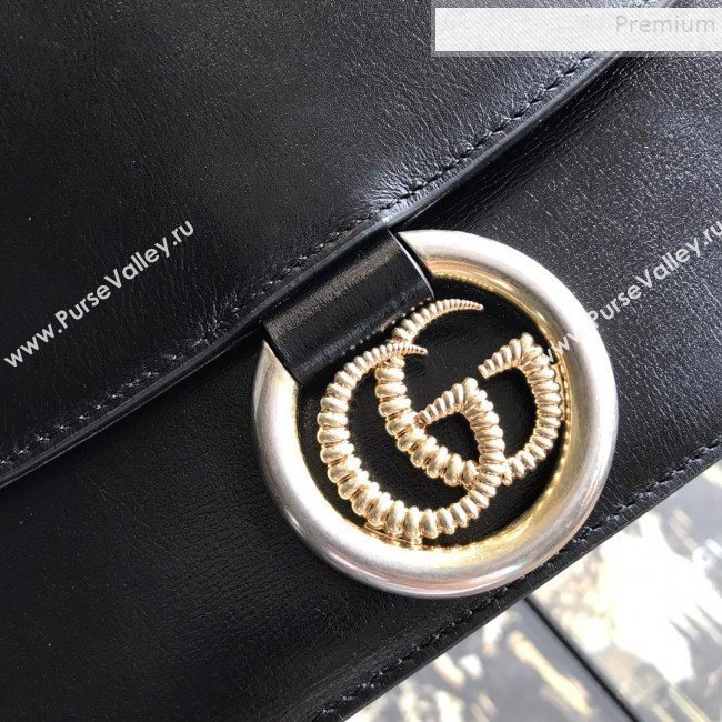 Gucci Small Leather Circle GG Shoulder Bag 589474 Black 2019 (DLH-9090709)