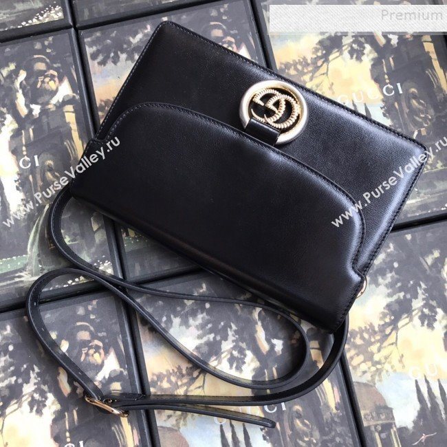 Gucci Small Leather Circle GG Shoulder Bag 589474 Black 2019 (DLH-9090709)